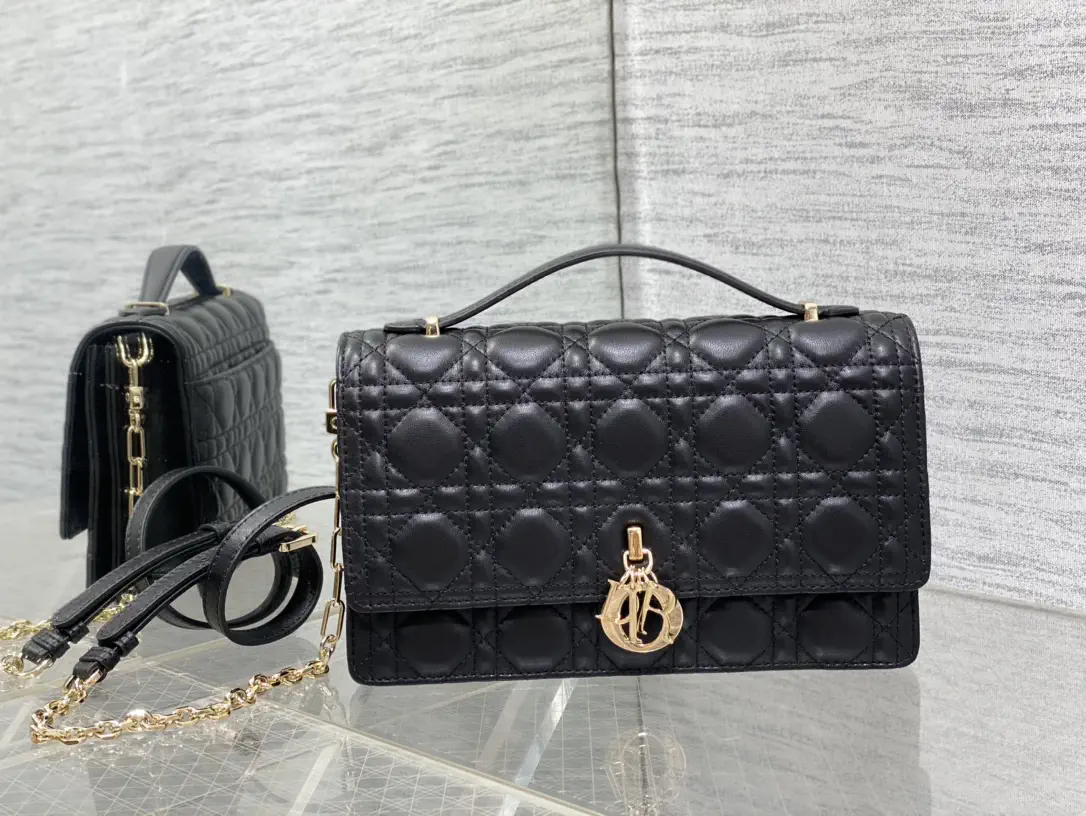 Dior Quilted Top Handle Bag with Chain Strap image 1