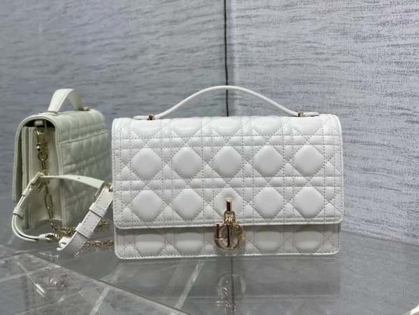 Dior White Quilted Top Handle Bag image 1