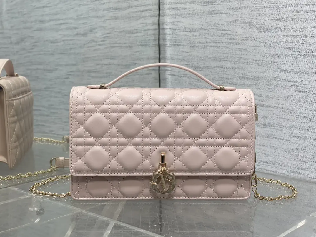 Dior Quilted Top Handle Bag with Chain Strap image 1