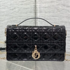 Dior Black Quilted Patent Top Handle Bag image 1