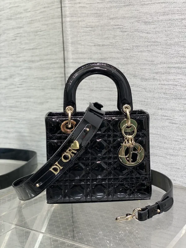 Dior Black Quilted Patent Top Handle Bag image 1