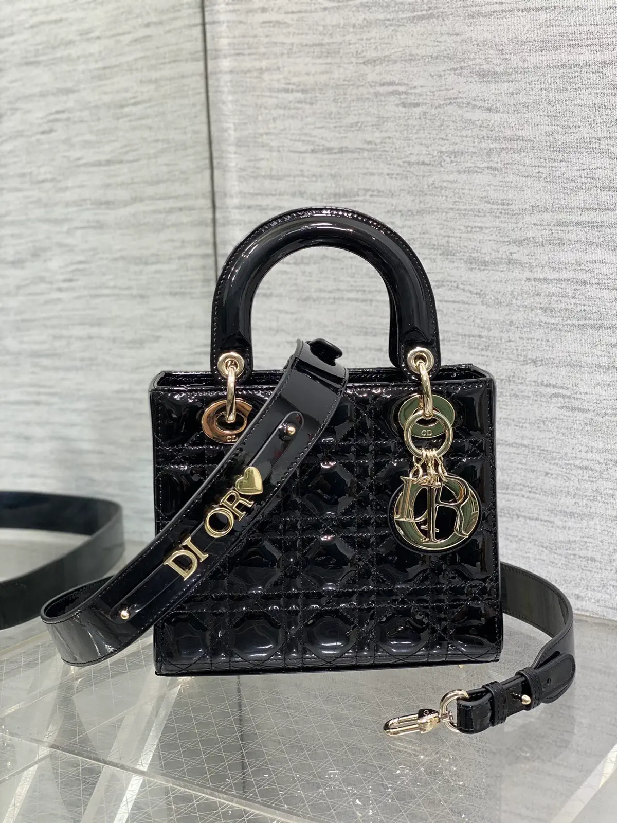 Dior Black Quilted Patent Top Handle Bag image 1