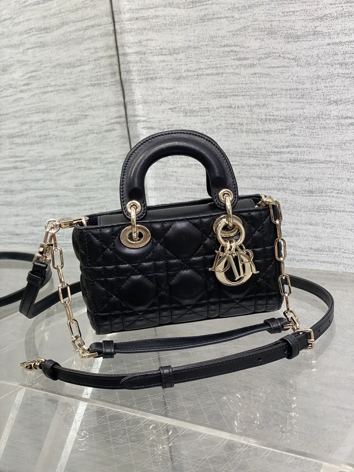 Dior Black Quilted D-Joy Top Handle Bag image 1