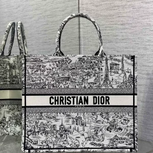 Dior Paris Street Scene Print Book Tote Bag image 1