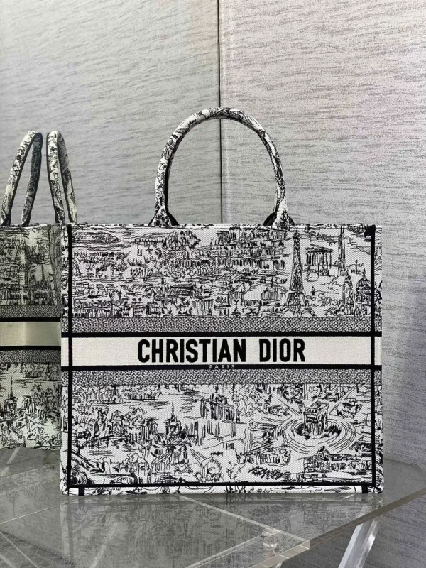 Dior Paris Street Scene Print Book Tote Bag image 1