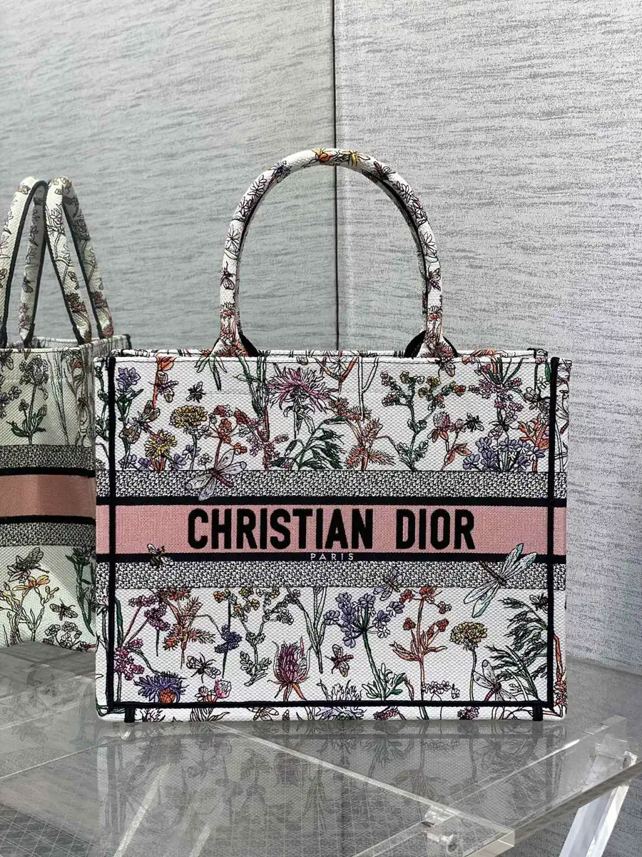 Dior Floral Embroidered Book Tote Bag image 1