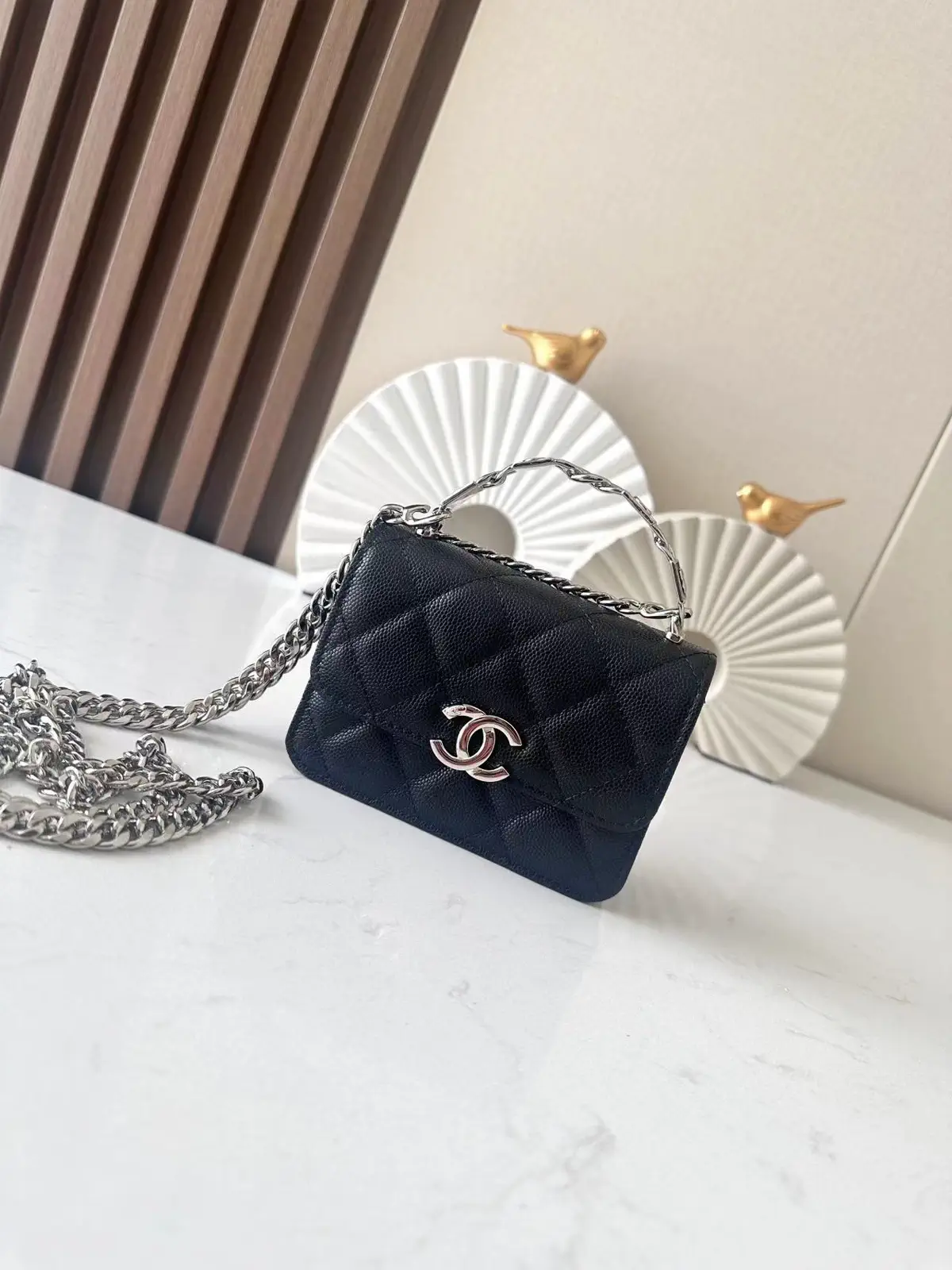 Chanel Quilted Chain Crossbody Clutch Bag image 1
