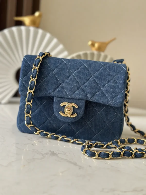 Chanel Quilted Denim Mini Flap Crossbody Bag image 1