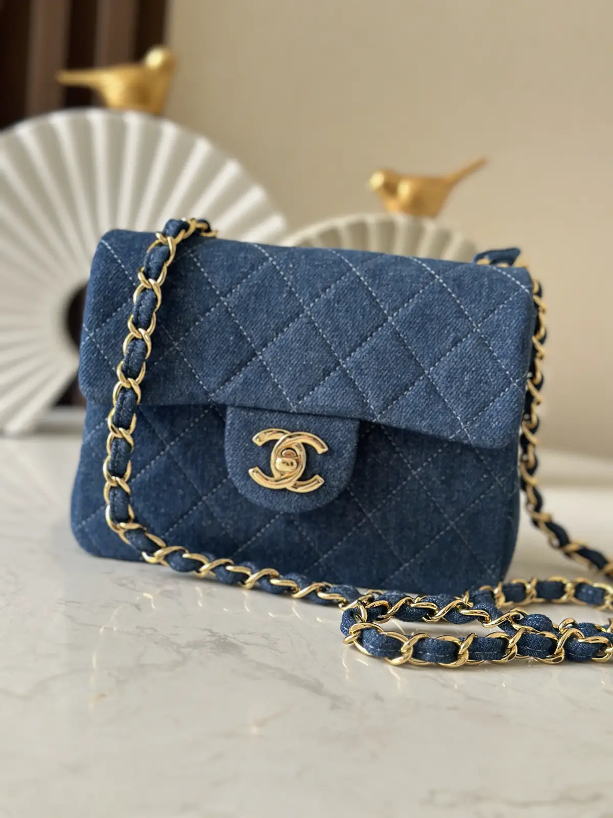 Chanel Quilted Denim Mini Flap Crossbody Bag image 1