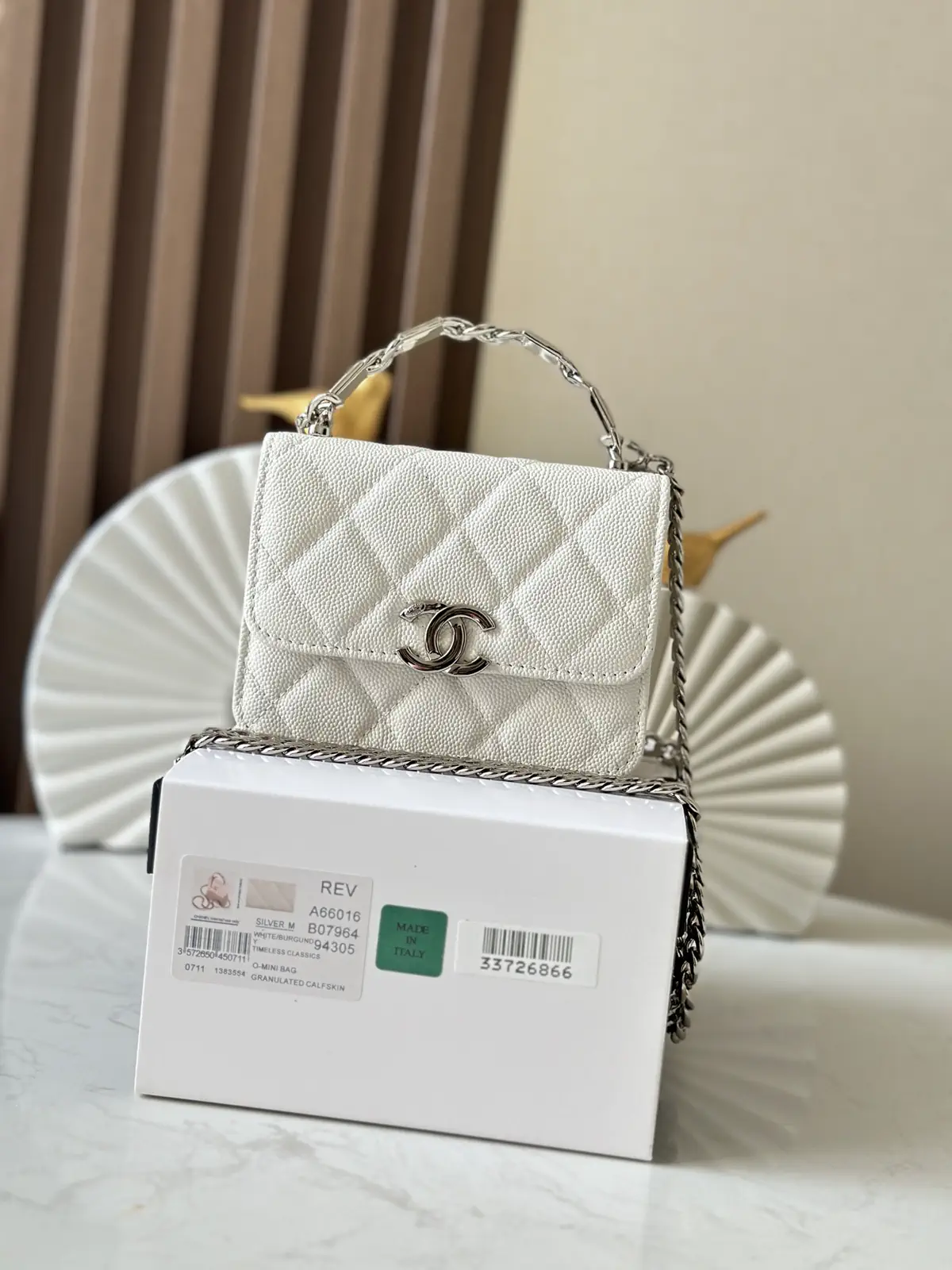 Chanel Quilted White Top Handle Crossbody Bag image 1
