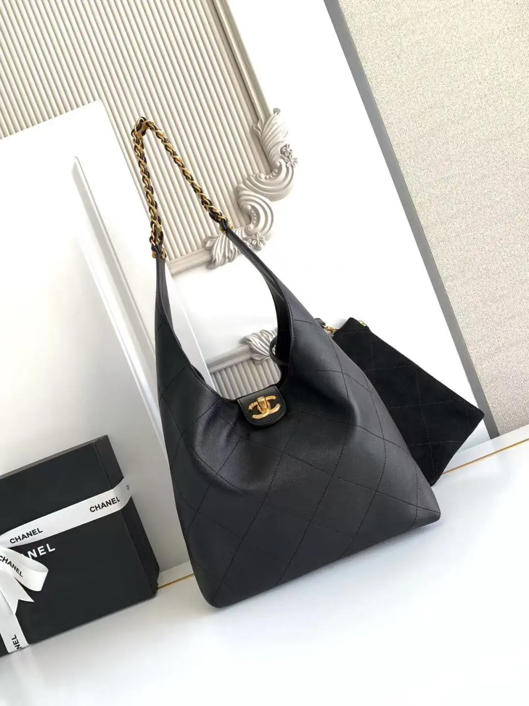 Chanel Quilted Leather Hobo Shoulder Bag image 1