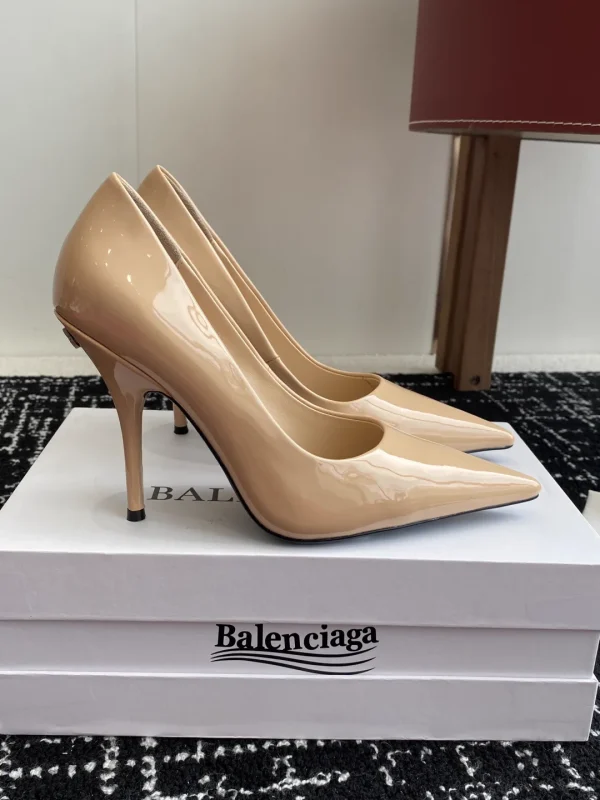 Balenciaga Double B Buckle Pointed Toe Patent Leather High Heels image 1