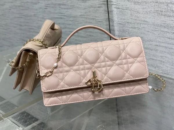 Dior Quilted Top Handle Bag with Pearl Chain image 1