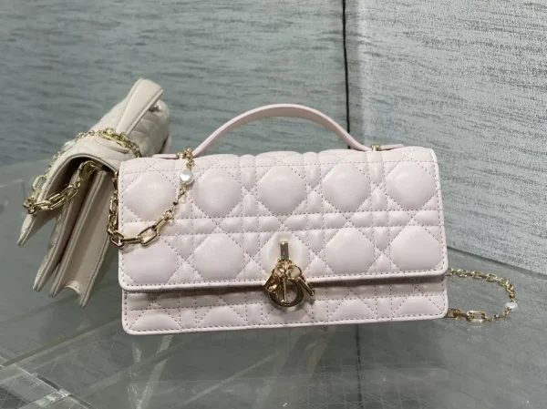 Dior Quilted Top Handle Bag with Pearl Chain image 1