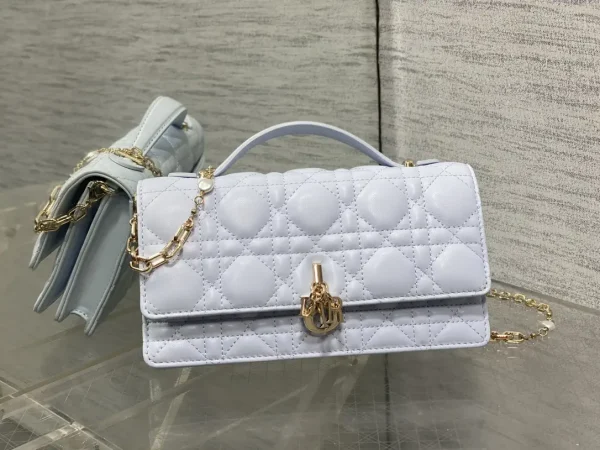 Dior Quilted Top Handle Bag with Pearl Chain image 1