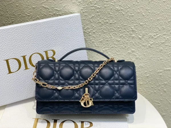 Dior Quilted Top Handle Bag with Pearl Chain image 1