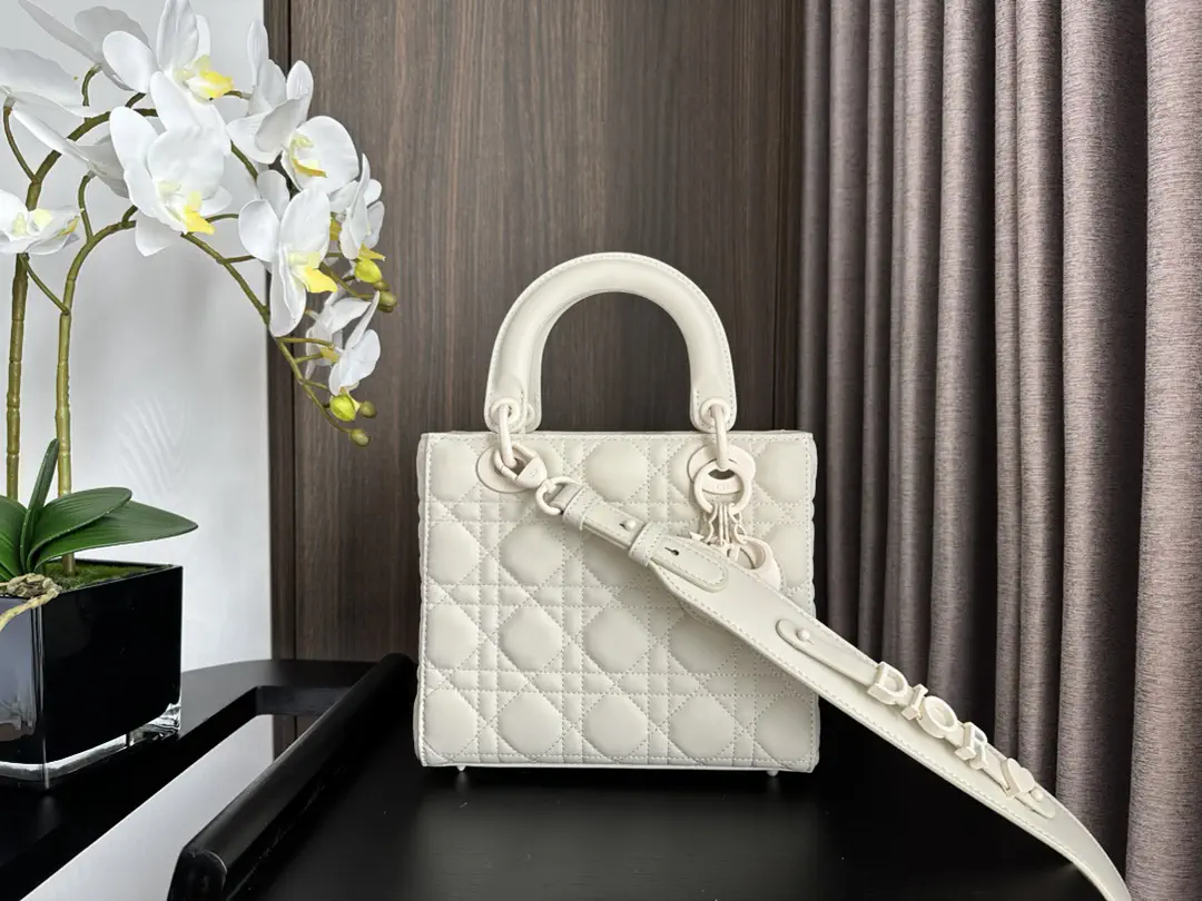 Dior Quilted Matte White Top Handle Bag image 1