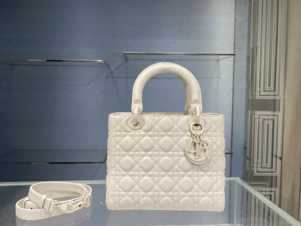 Dior White Quilted Top Handle Bag image 1