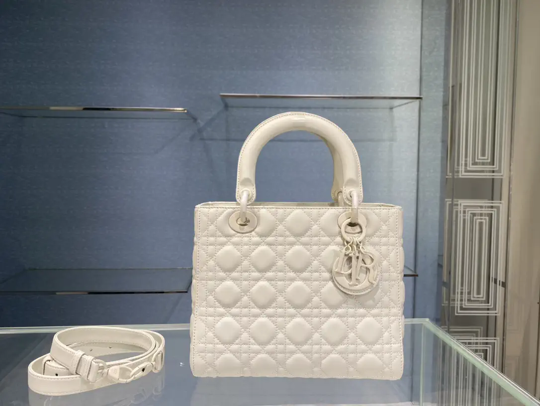 Dior White Quilted Top Handle Bag image 1