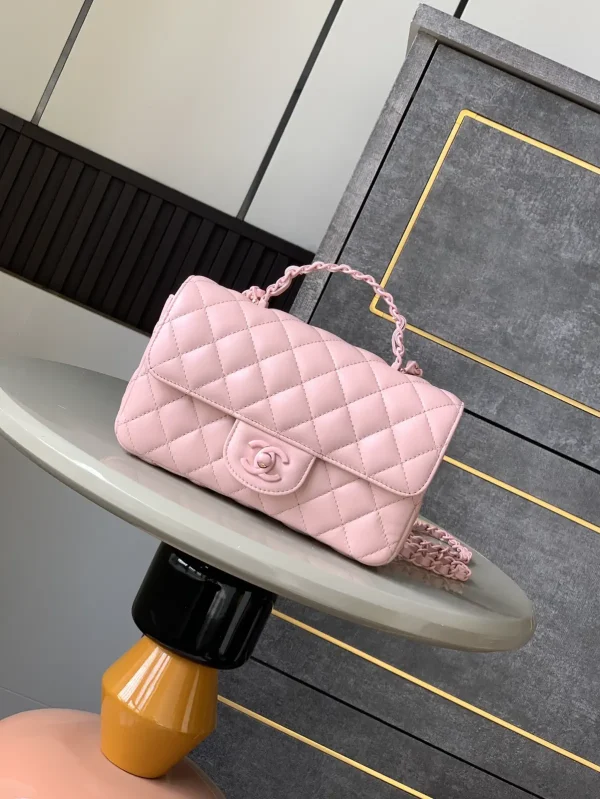 Chanel Pink Quilted Mini Flap Bag with Top Handle image 1