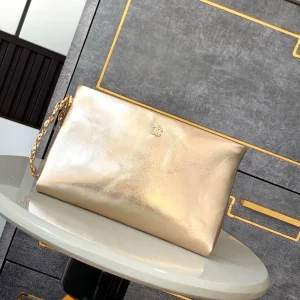 Chanel Metallic Gold Chain Clutch image 1