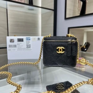 Chanel Black Quilted Mini Box Bag with Heart Adjustable Chain image 1
