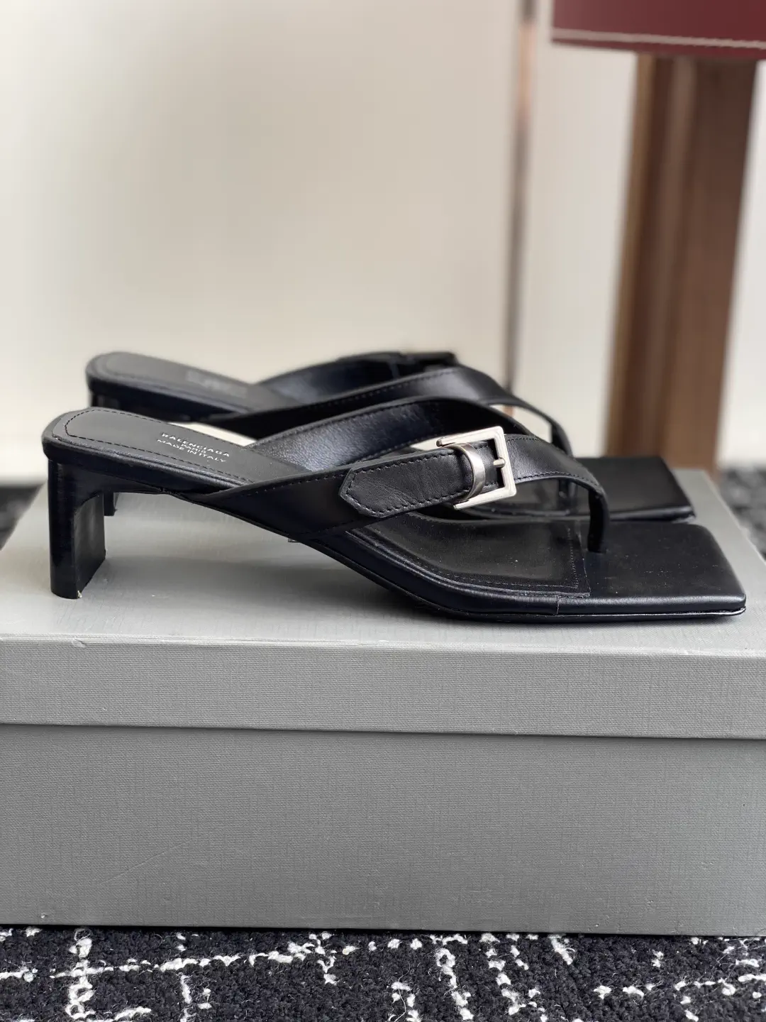 Balenciaga 25ss Square Toe Thong Heeled Sandals image 1