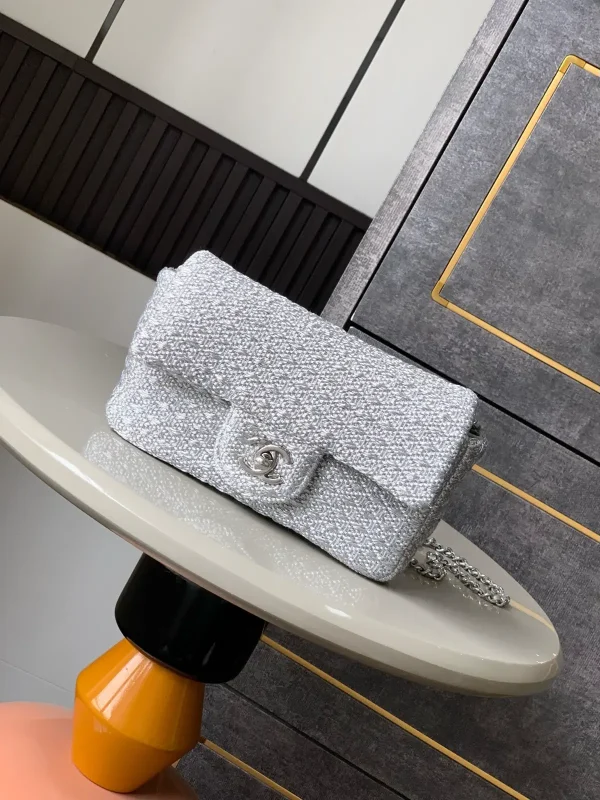 Chanel Silver Braided Flap Shoulder Bag image 1