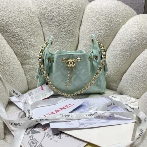 Chanel Mint Green Quilted Mini Hobo Shoulder Bag image 1
