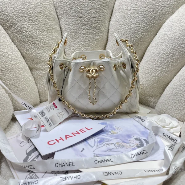 Chanel White Quilted Mini Hobo Bag image 1