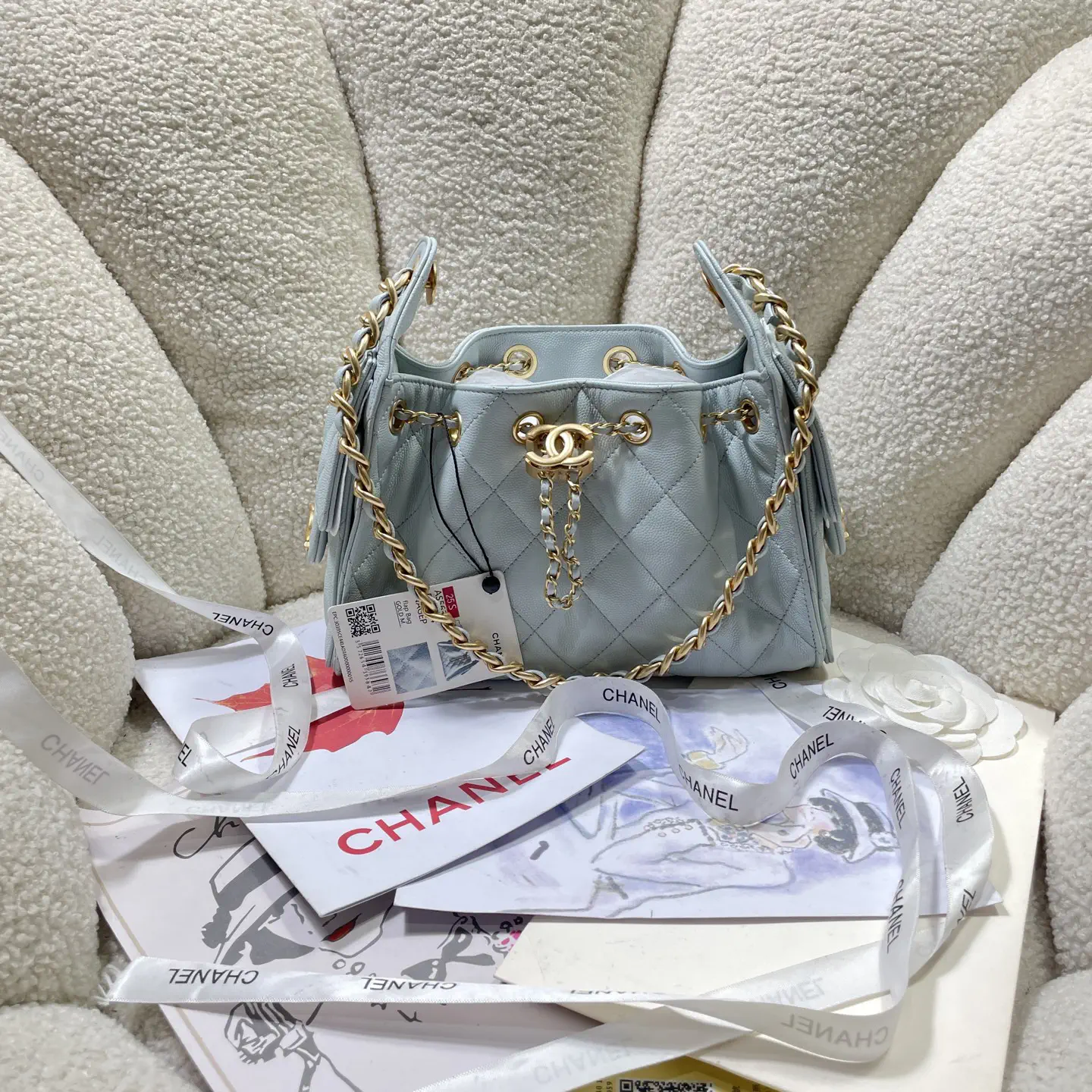 Chanel Light Blue Quilted Mini Hobo Bag image 1