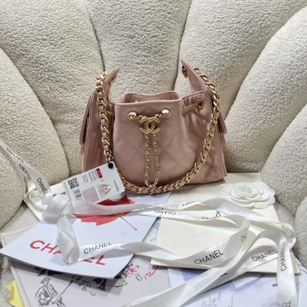 Chanel Pink Quilted Mini Bucket Bag image 1