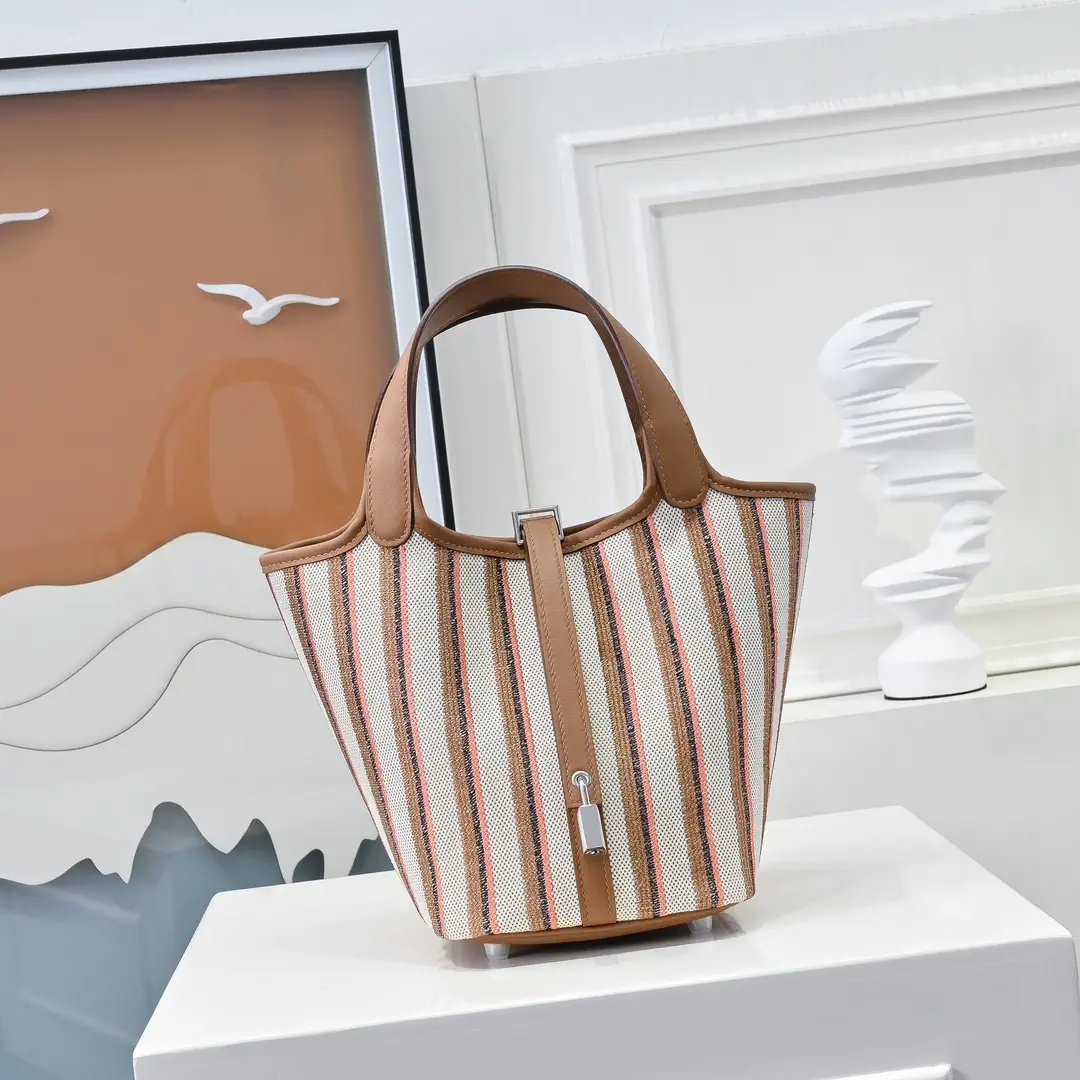 Hermès Picotin Striped Top Handle Bucket Bag image 1