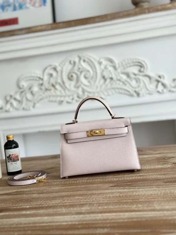 Light Pink Mini Top Handle Bag with Detachable Strap image 1