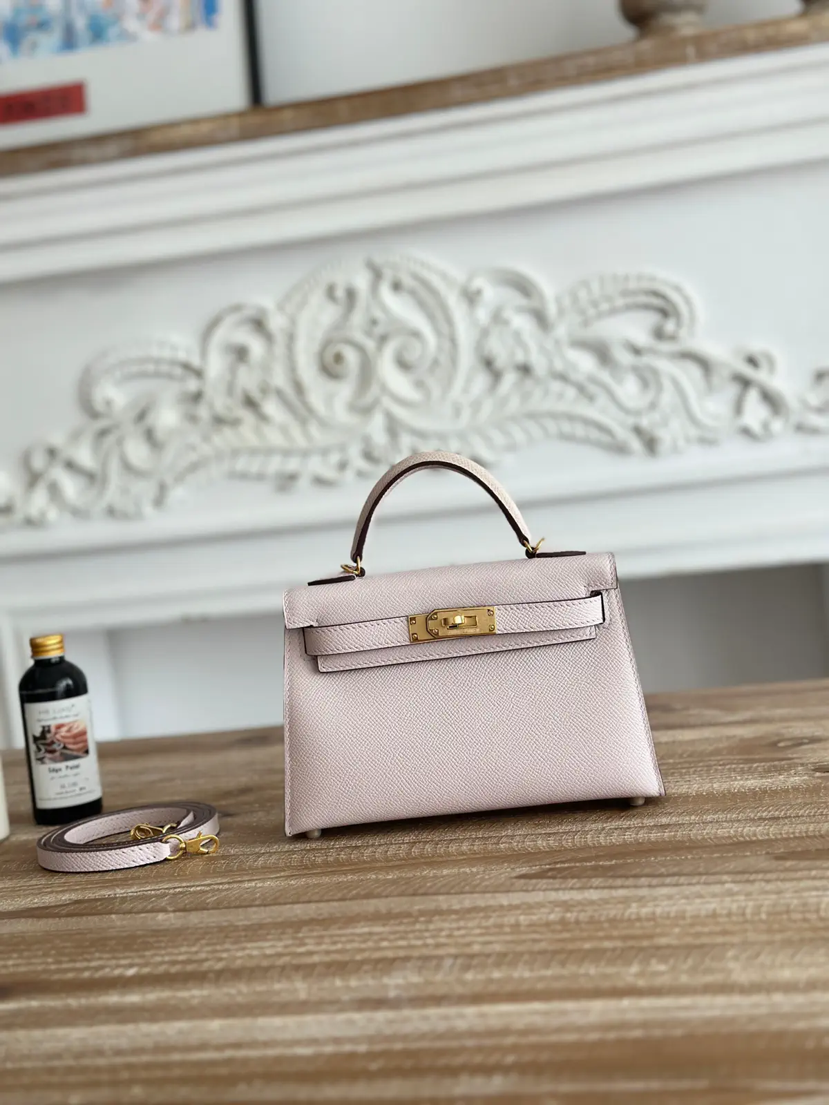 Light Pink Mini Top Handle Bag with Detachable Strap image 1