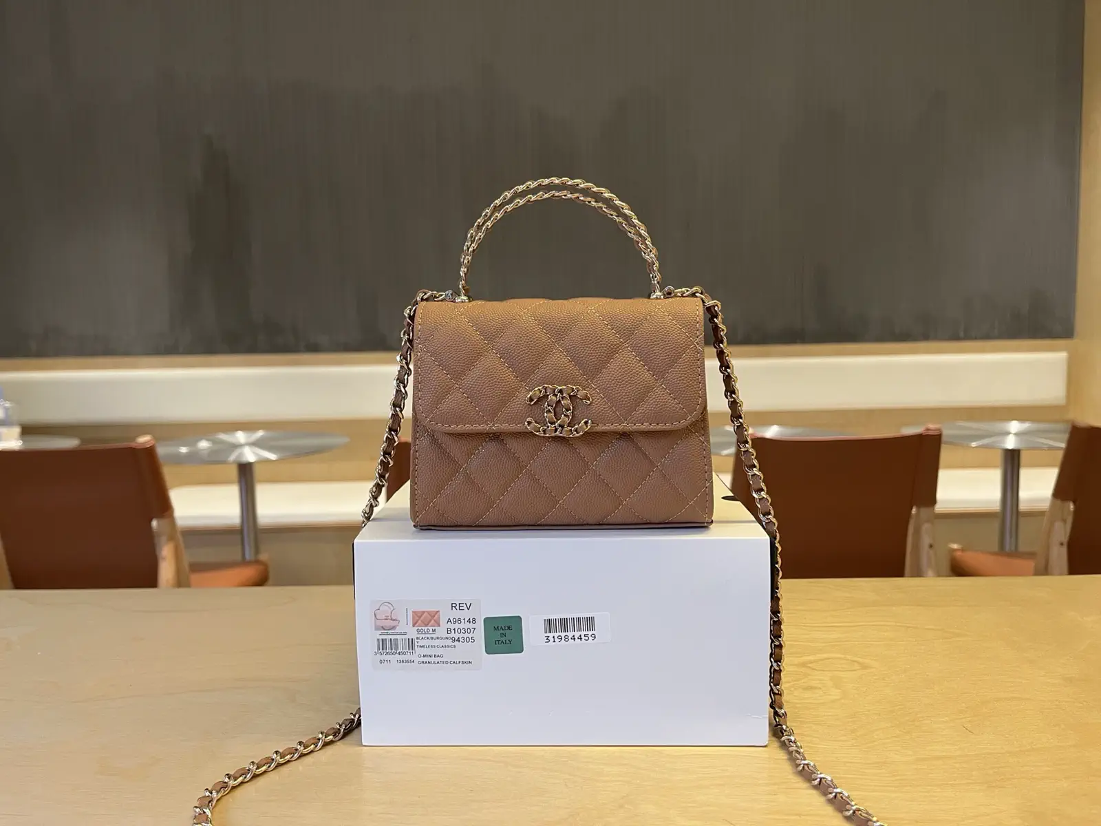 Chanel Quilted Top Handle Bag with Chain Strap image 1