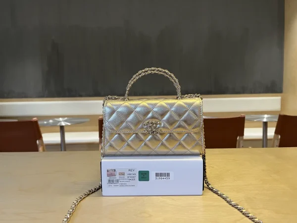 Chanel Quilted Top Handle Bag with Chain Strap image 1