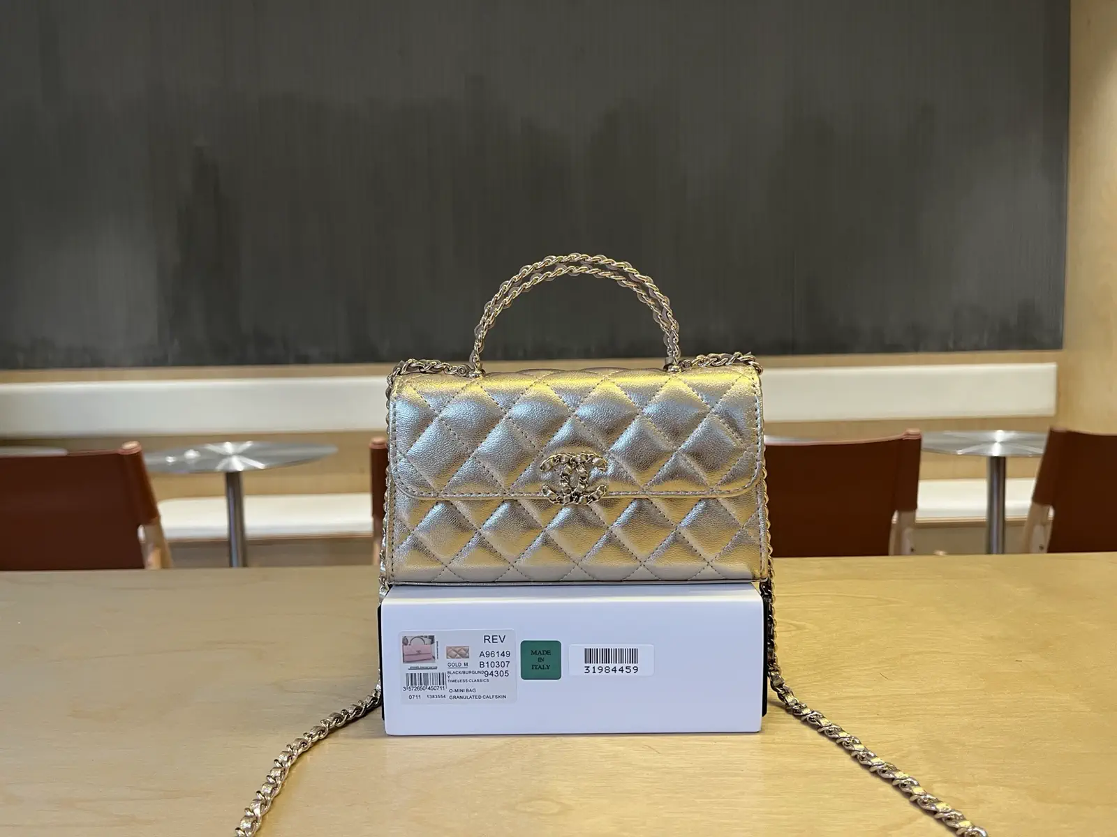 Chanel Quilted Top Handle Bag with Chain Strap image 1