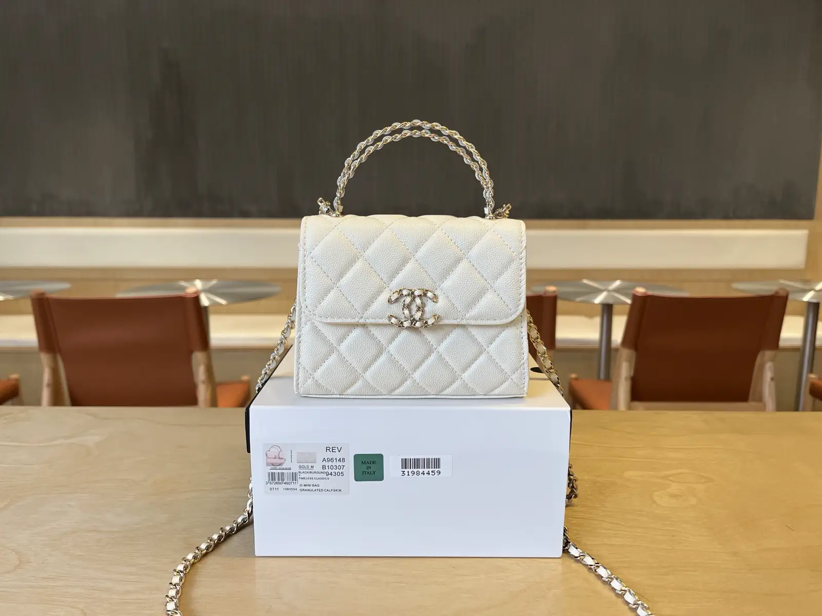 Chanel White Quilted Top Handle Bag image 1