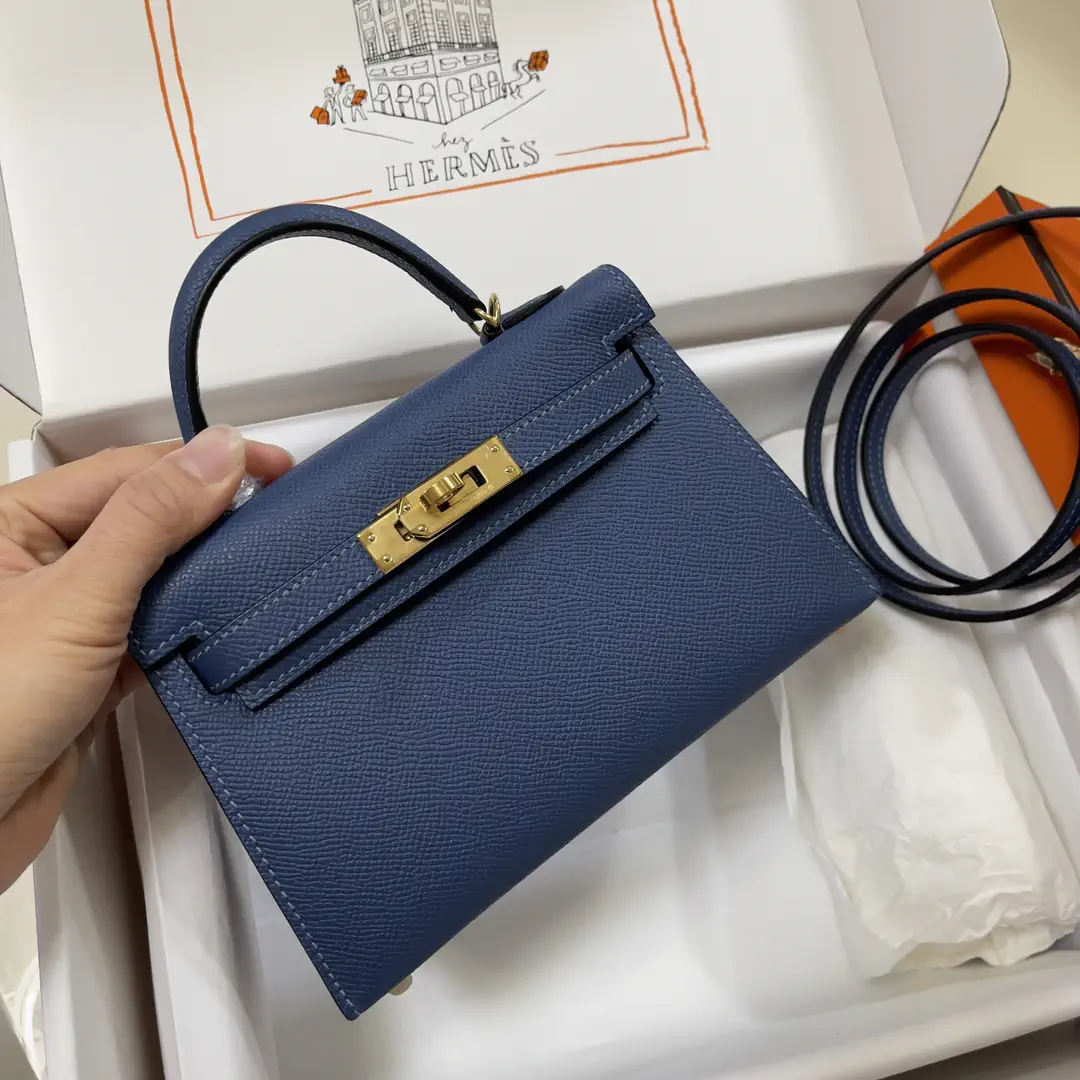 Hermès Blue Top Handle Bag with Detachable Strap image 1