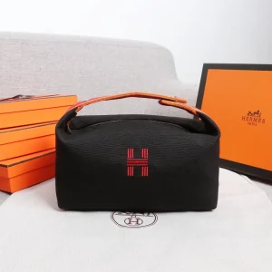 Hermès Canvas Toiletry Bag with Embroidered H Logo image 1