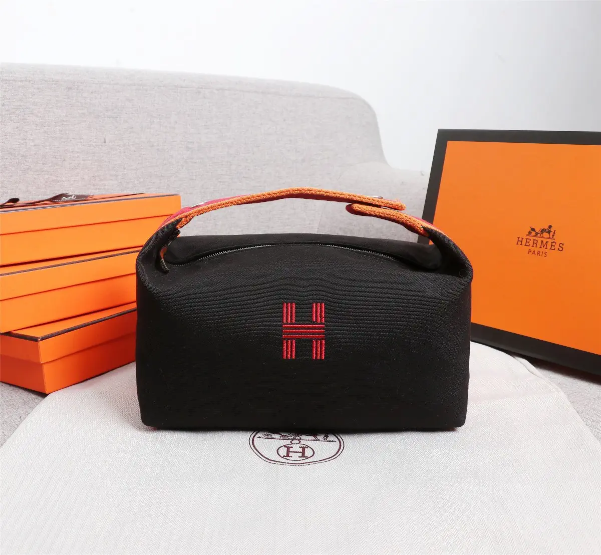 Hermès Canvas Toiletry Bag with Embroidered H Logo image 1