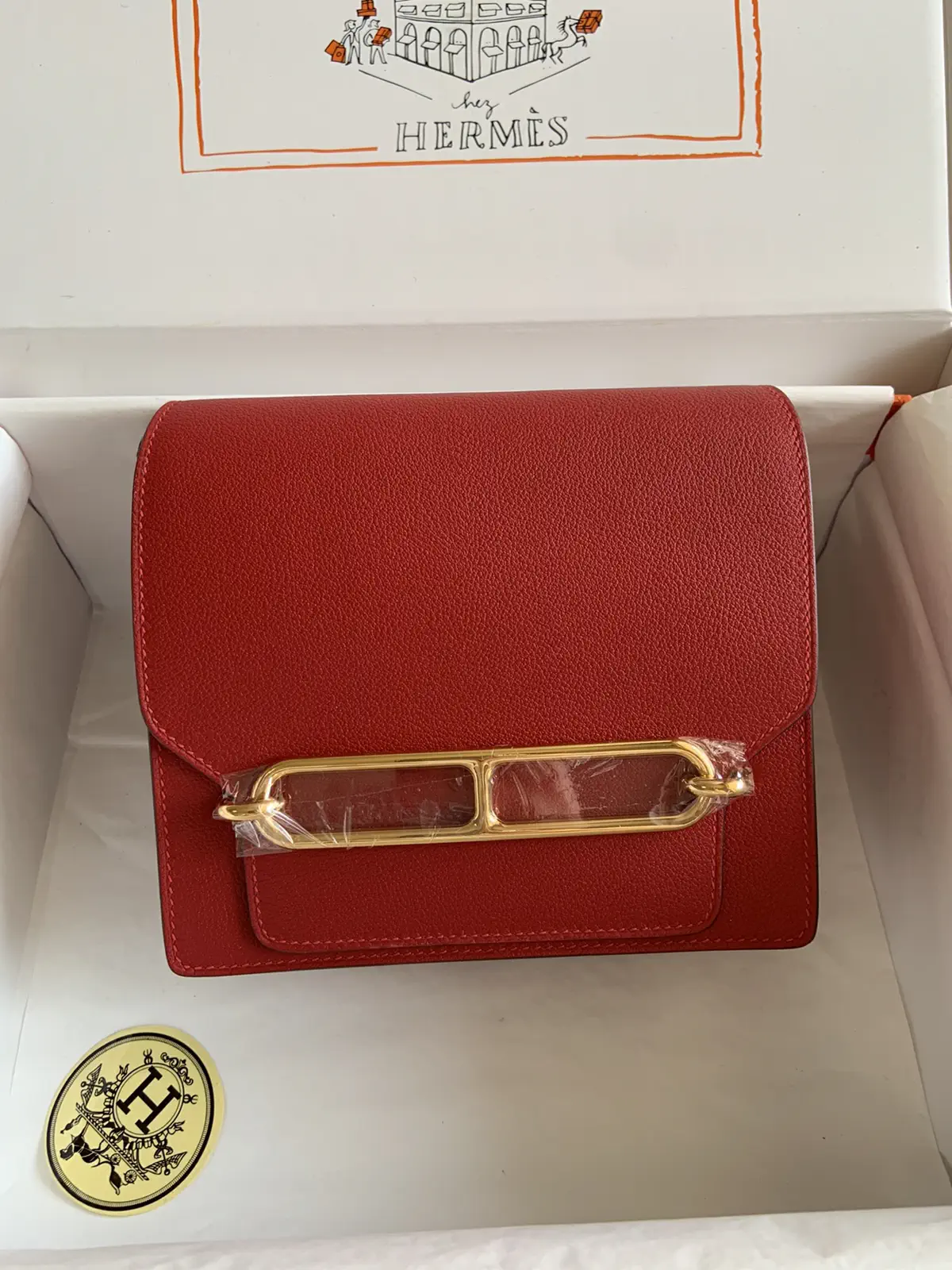 Hermès Red Leather Crossbody Bag image 1