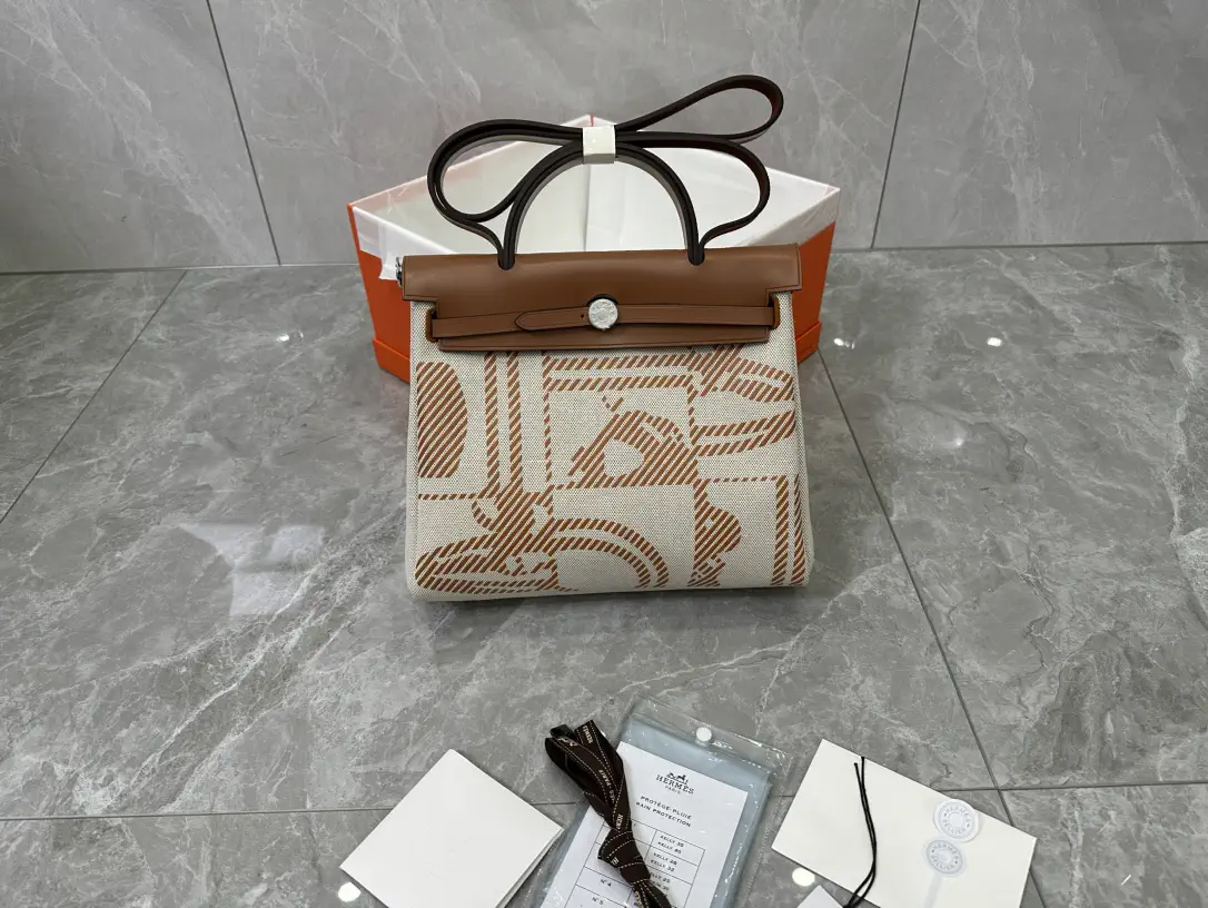 Hermès Herbag Canvas and Leather Top Handle Bag image 1