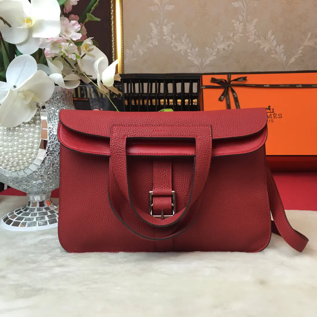 Hermès Red Leather Top Handle Bag image 1