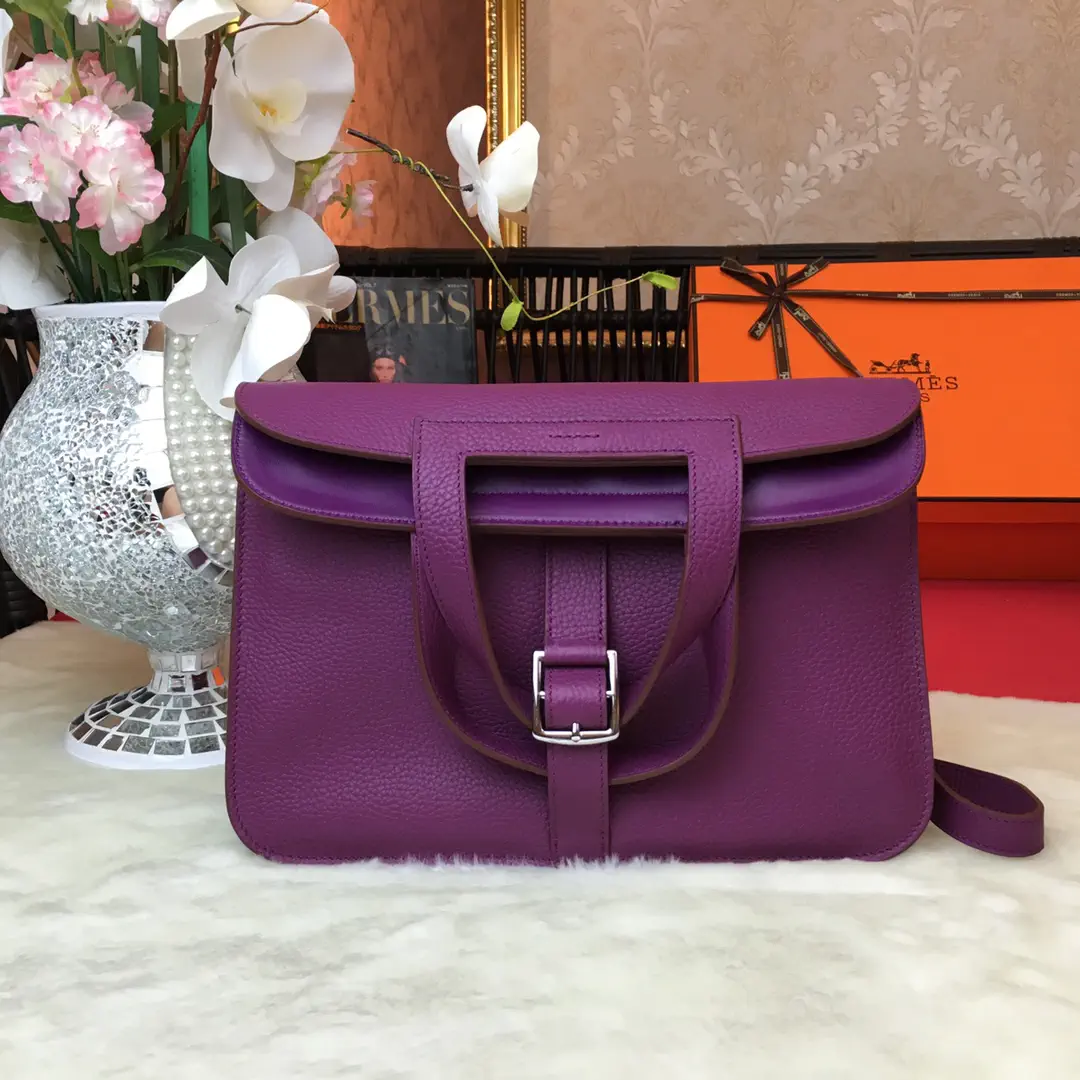 Hermès Purple Leather Top Handle Bag image 1