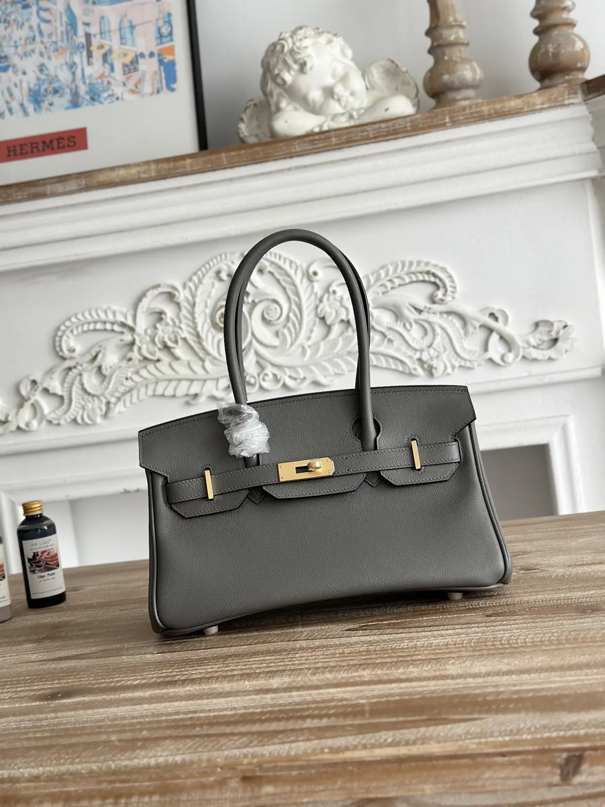 Hermès Gray Shoulder Birkin Top Handle Bag image 1