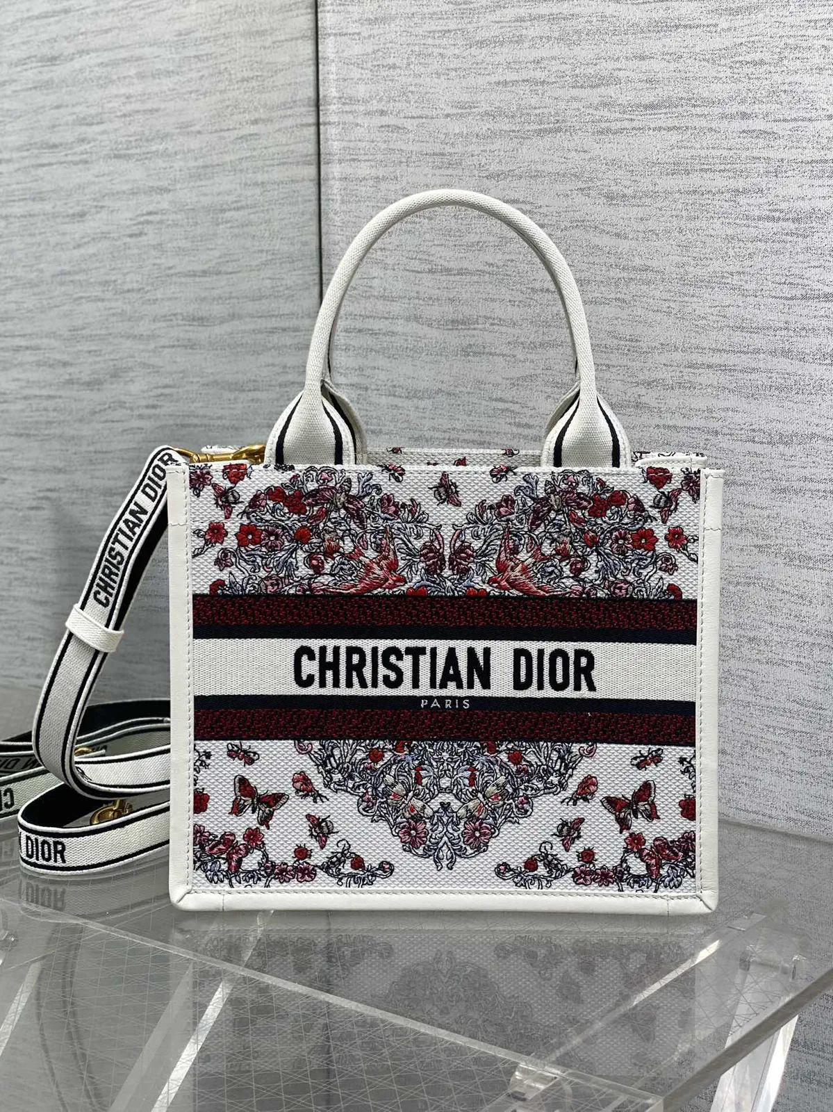 Dior Floral Embroidered Tote Bag image 1