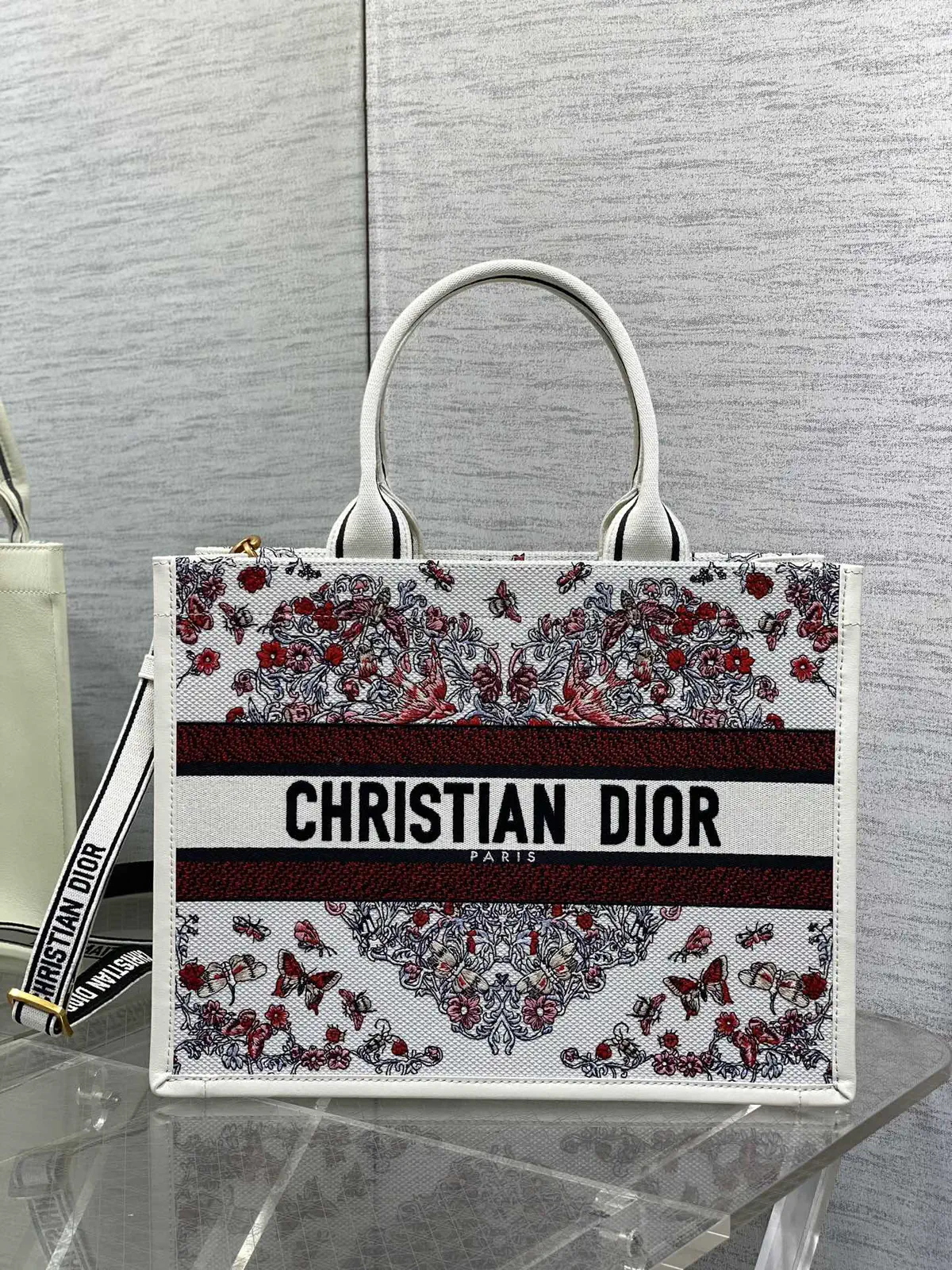Dior Floral Animal Embroidered Tote Bag image 1