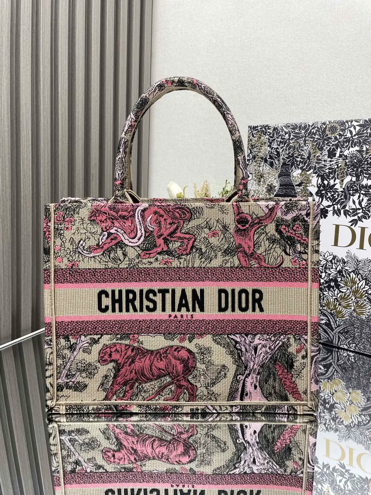 Dior Animal Embroidered Book Tote Bag image 1